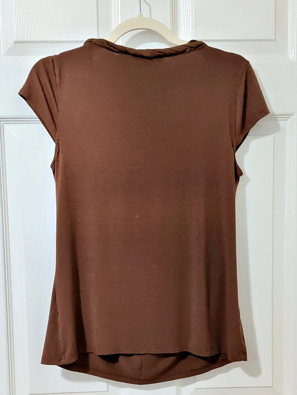 Anne Klein Ruffle Front Top in Brown - Picture 2 of 4